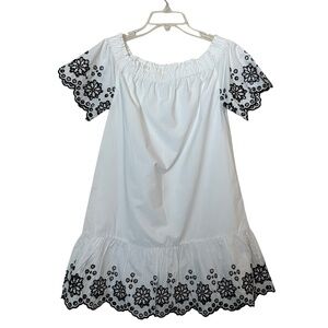 Vineyard Vines Mini Dress Womens XS Eyelet Off the Shoulder Short Sleeve Lined